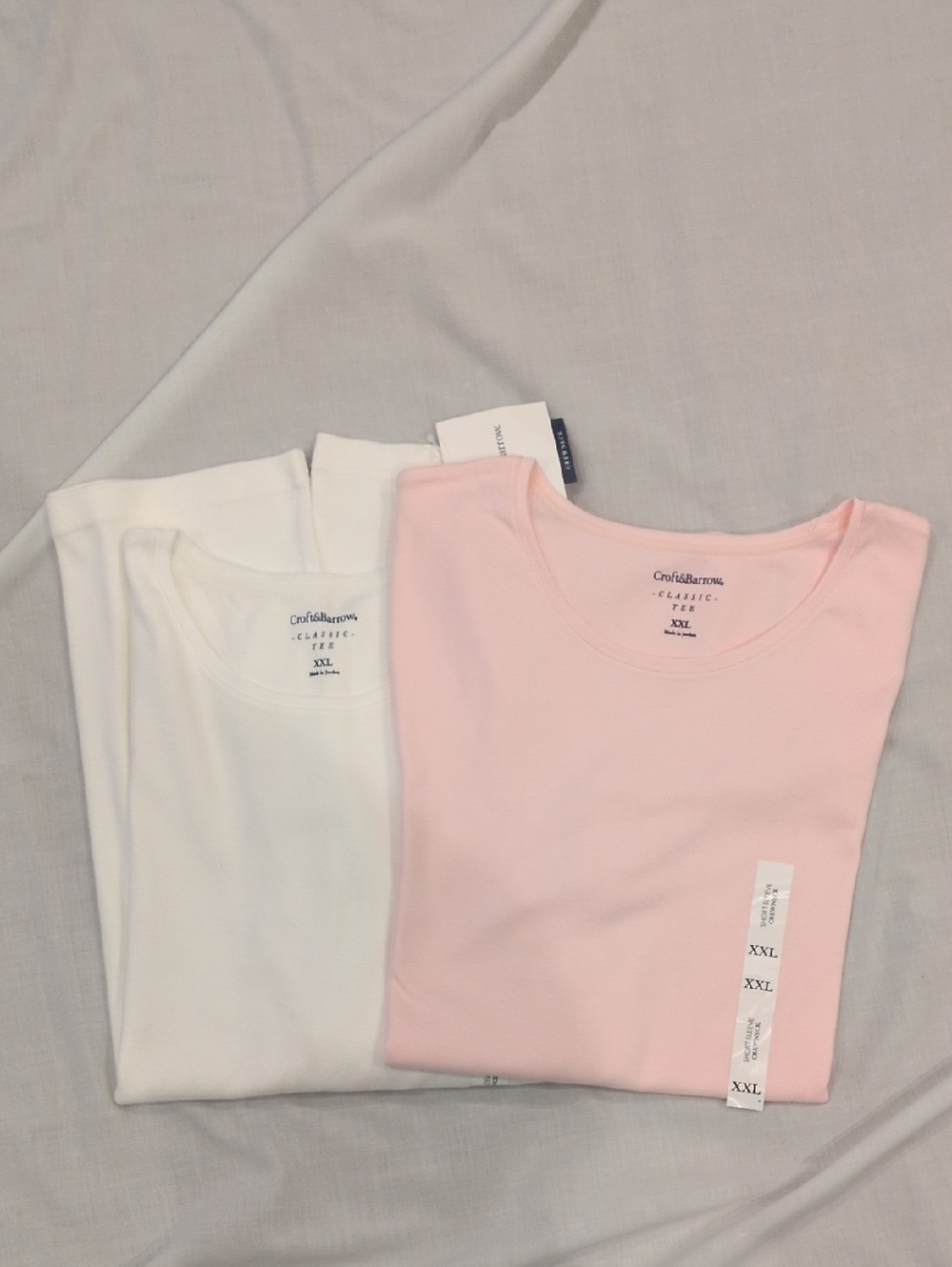 croft & barrow Women’s Short Sleeve Tees in White and Light Pink
